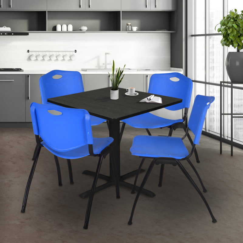 Table de salle à manger Regency Cain, Gris cendré / bleu, H 29 po x L 30 po x P 30 po, Gris cendré