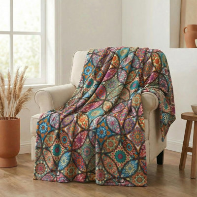 Jeté de style bohème Boho, couvertures douillettes en fausse fourrure moelleuse rétro pour canapé-lit, cadeaux idéaux pour les enfants adultes, 30 x 40 po