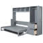 Lit double gris, configuration murale multifonctionnelle, L 107,5 po x l 58 po, H 72 po