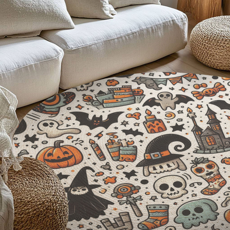 Adorable Boo! Tapis tressé, Rond 5 pi