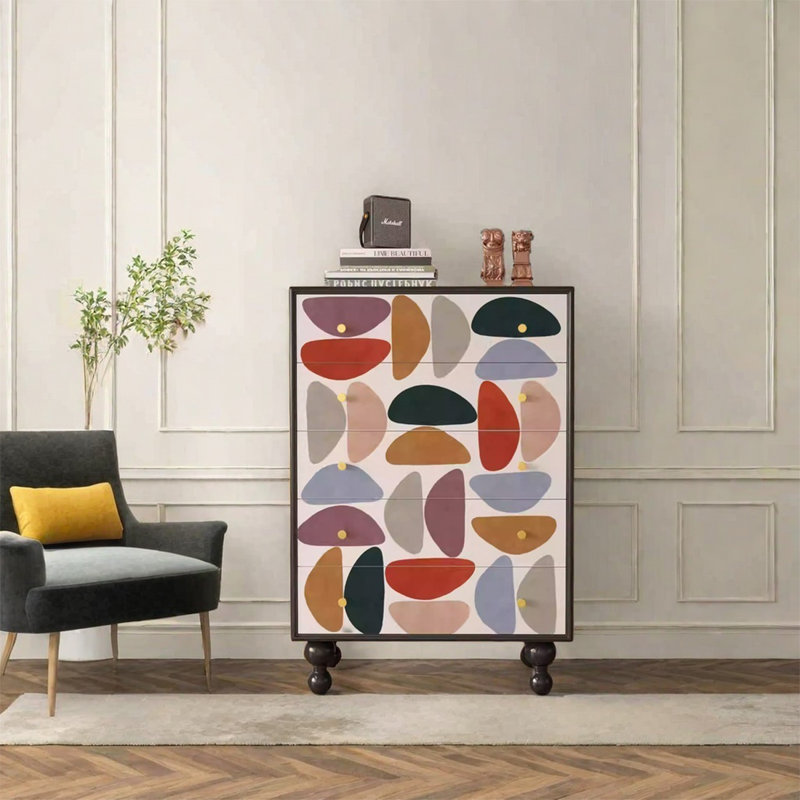Armoire décorative en bois massif avec poignées en laiton
