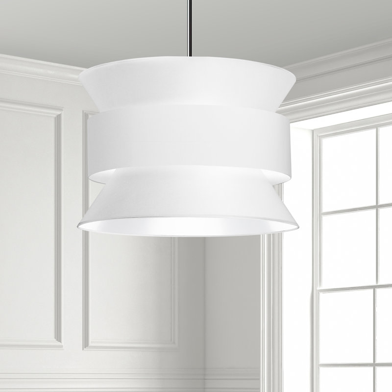 Luminaire suspendu 4 lumières Caireann, Chrome poli, Blanc / gris