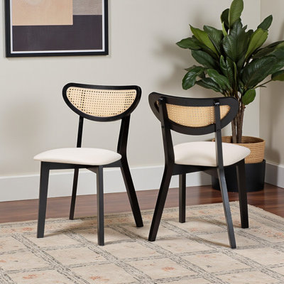 Isla Dining Chair in Beige Fabric and Solid Wood, 32.57'' H X 17.32'' W X 20.01'' D