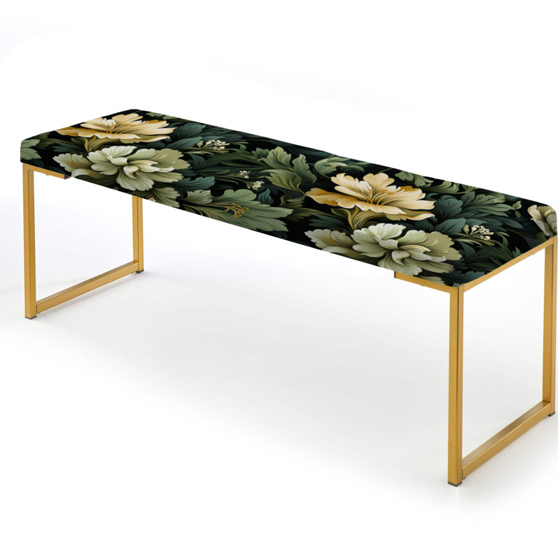 Lapointe Victorian Stealth Flowers I - Banc rembourré camouflage doré