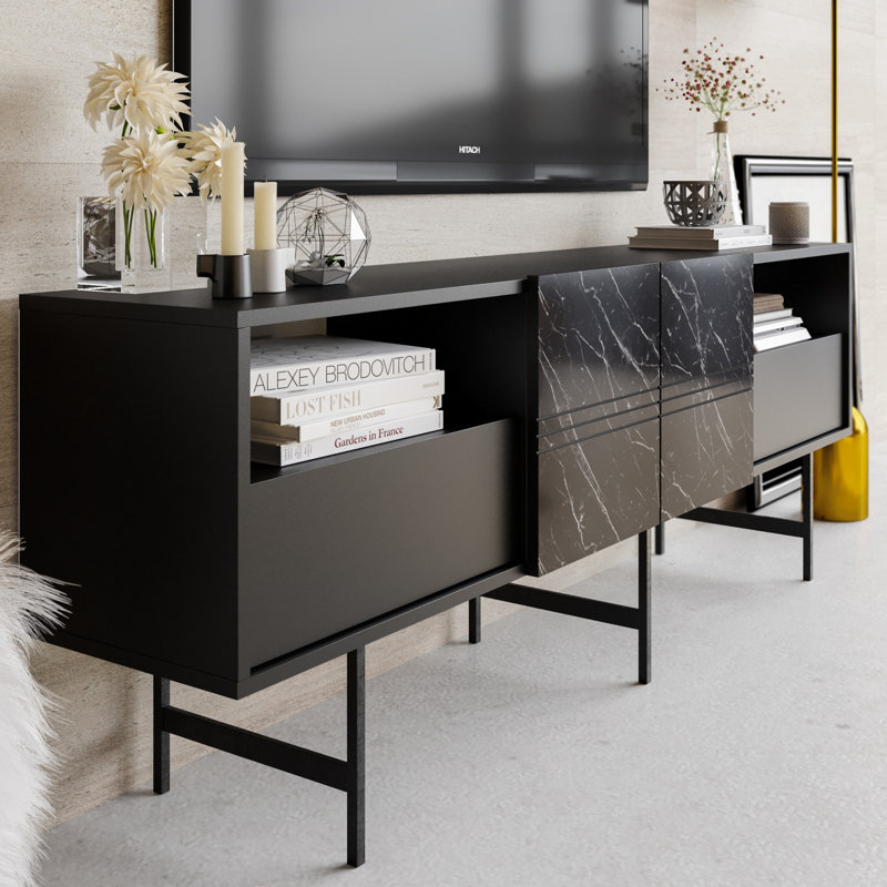 Addington Unfinished TV Stand for TVs up to 78", Black
