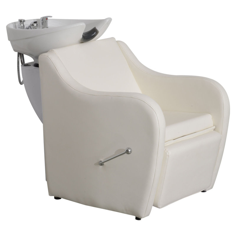 Fauteuil de lavabo en céramique, Similicuir blanc cassé