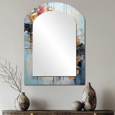 Collage Serenade II - grand miroir asymétrique à collages abstraits