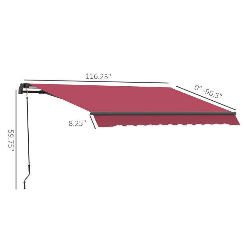 Auvent rétractable 8 ', H 59 po x l 116,2 po x P 96,5 po, Rouge vin