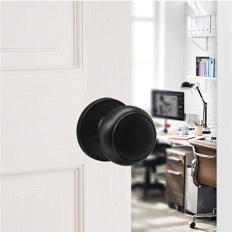 Flat Door Knob, Single Dummy, Black