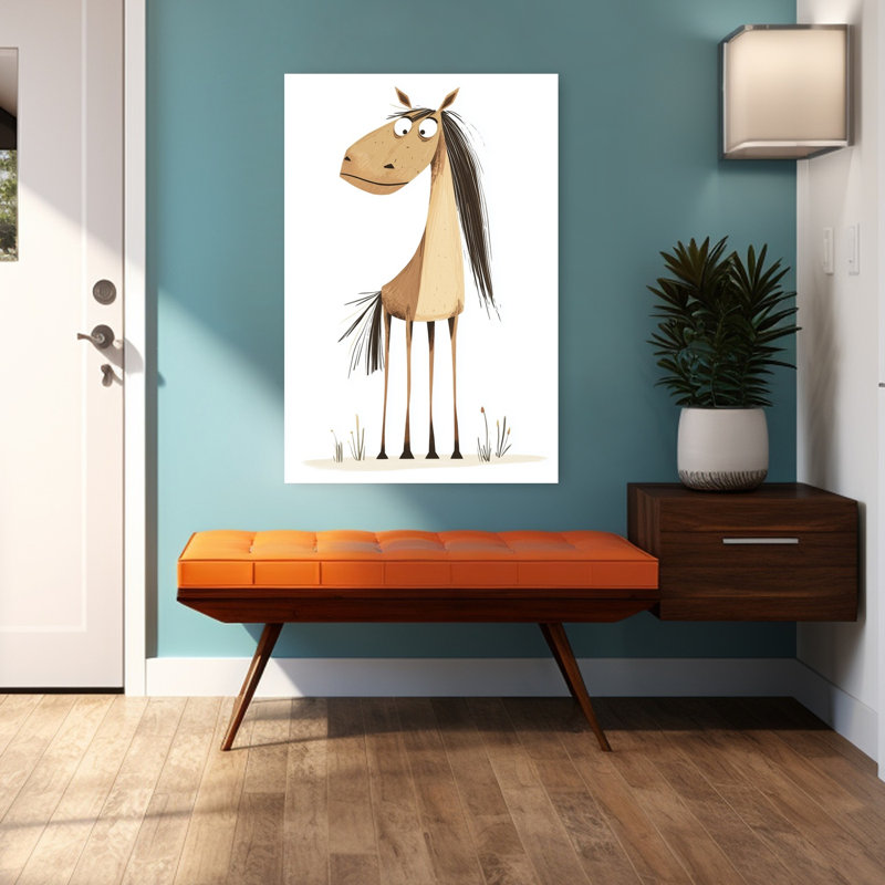 Curieux dessin de cheval, impression d'art cheval minimaliste, H 48 po x l 32 po