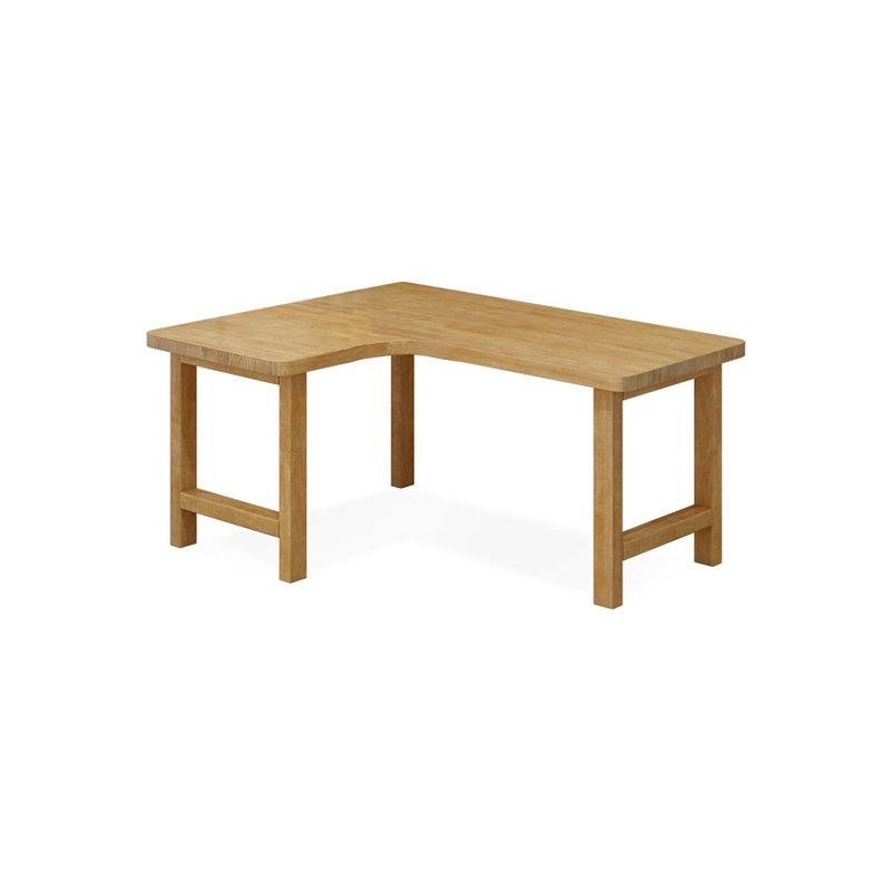Bureau en bois massif en L Burlywood, Retour à gauche, H 29,53 po x l 55,12 po x P 47,24 po