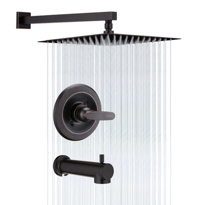 Faucet Shower Trim Kit With 12" Square Rain Shower Head (Valve/Cartridge Not Included)