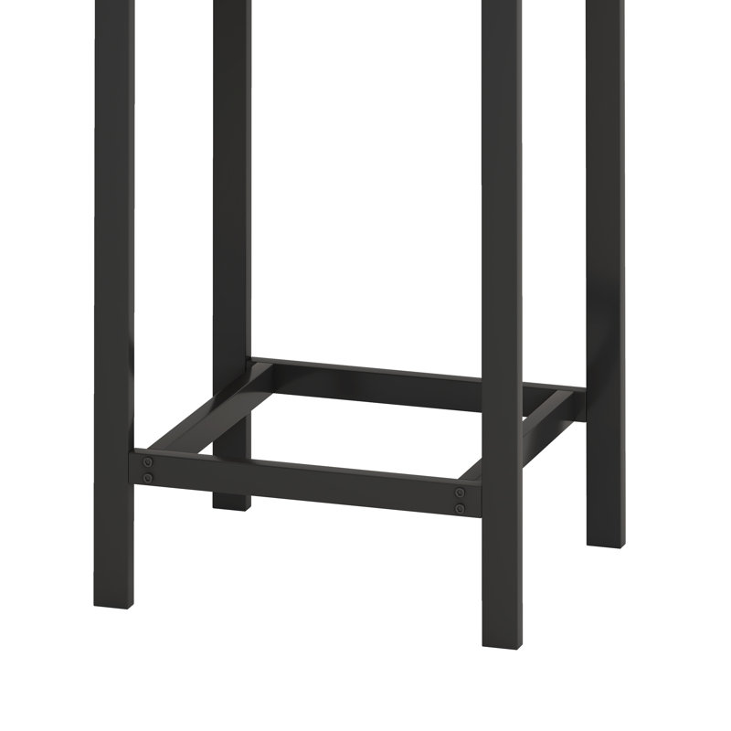 Grey + Black Dining Table With 3 Stools, Color - Blocking Tabletop, Easy Assembly, Space Saving Hanging Stool For Small Bars Long And Stools In Black, Construction, Compact Areas, Design