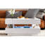 Table basse à plateau relevable ultrabrillant avec 2 tiroirs et 16 lumières à DEL de couleur, structure, beaucoup de rangement, matériau stable pour les tiroirs de salon, fonction d'éclairage, surface blanche, thème de décoration d'espace