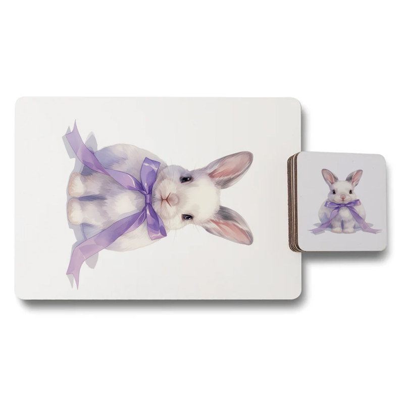 Designer Rabbit Placemats And Coasters Set With Wood Bottom And High End Print Technology Limited Edition