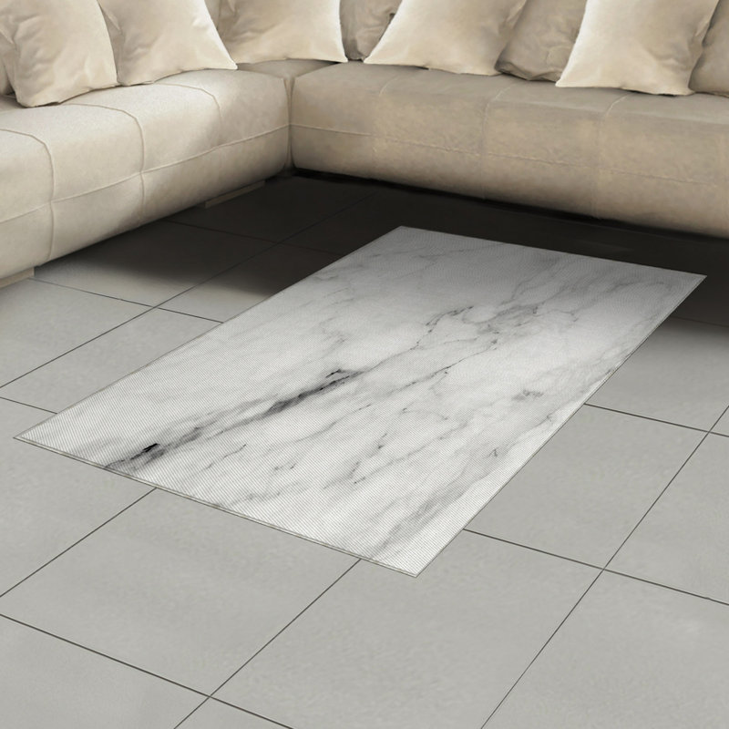 Marble Print High Density Long Fiber Poly Threads Decorative Area Rug Carpet, Rectangle 4' x 5'8"