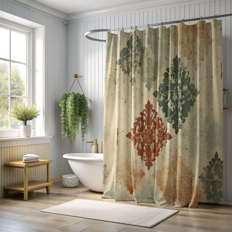 Timeless Tiles - Rideau de douche Premium, H 74 po x l 71 po