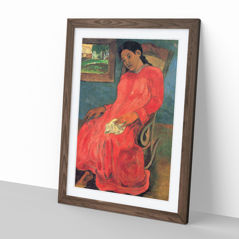Seated Woman Vol.1 by Paul Gauguin - Picture Frame Painting, Walnut Framed, 48cm H x 36cm W x 2cm D
