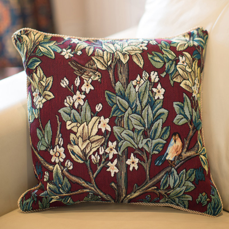 William Morris Red Tree of Life Tapestry Euro Pillowcase