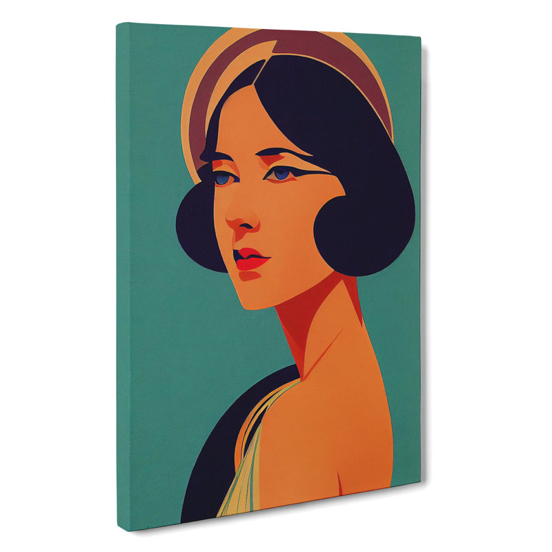 Woman Art Deco Style No.2 - Wrapped Canvas Print, 60cm H x 40cm W x 3cm D