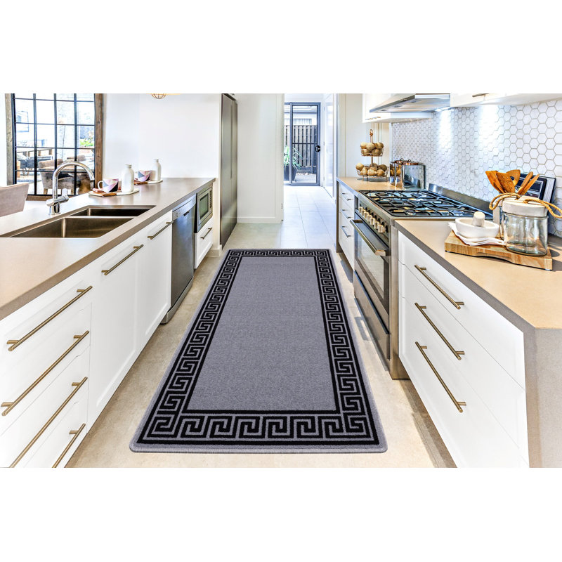Jaqueline Non-Slip Indoor Doormat, Grey/Black, 80 x 300cm