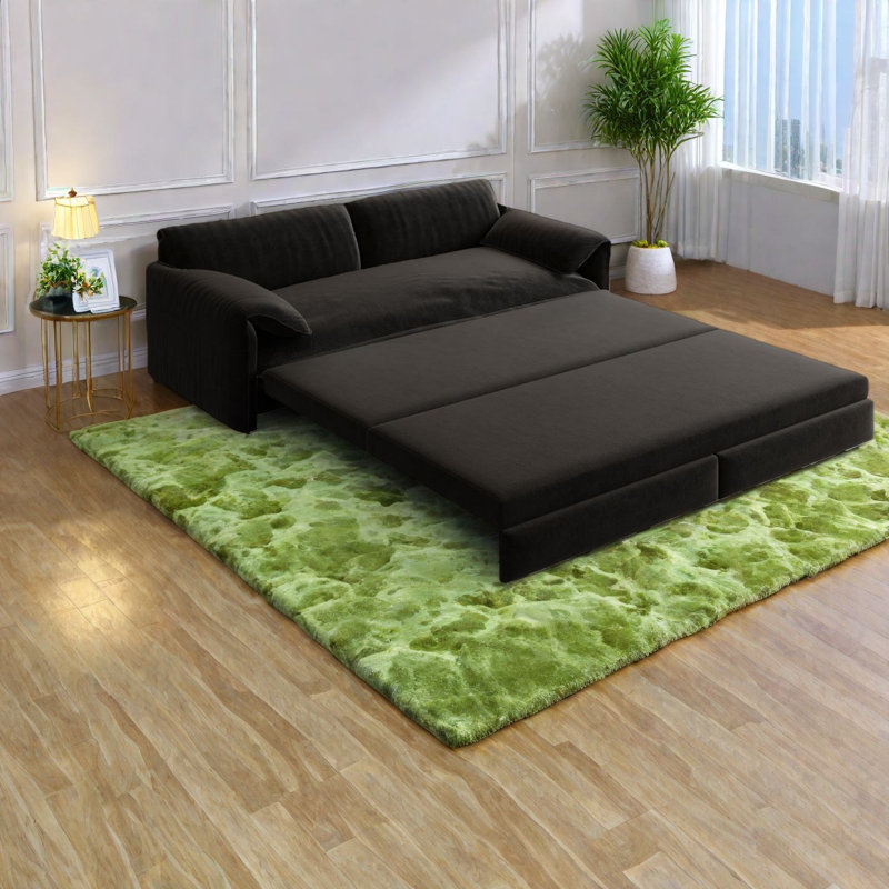 Multifunctional Velvet Sofas With Storage, Modern Convertible Sleeper For Living Room