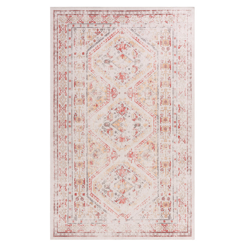 4x6 Washable Rug, Non-slip, Stain , Low-pile For Bedroom, Living Room, Kitchen, Dining Room - Beige Area Machine Washable, Non-slip Pet
