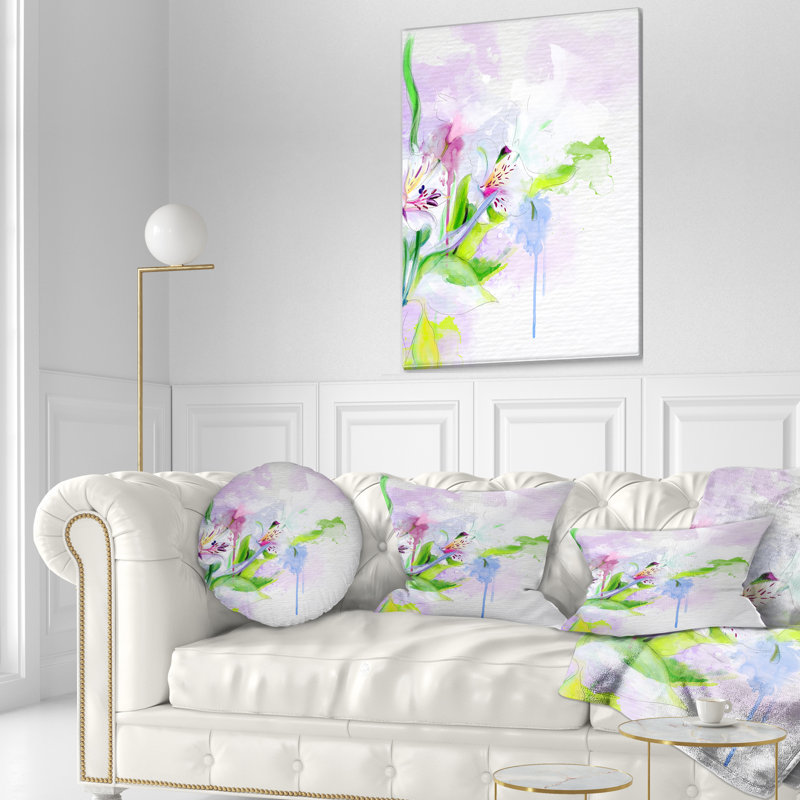 Magnifique aquarelle de croquis floraux - Coussin décoratif imprimé floral