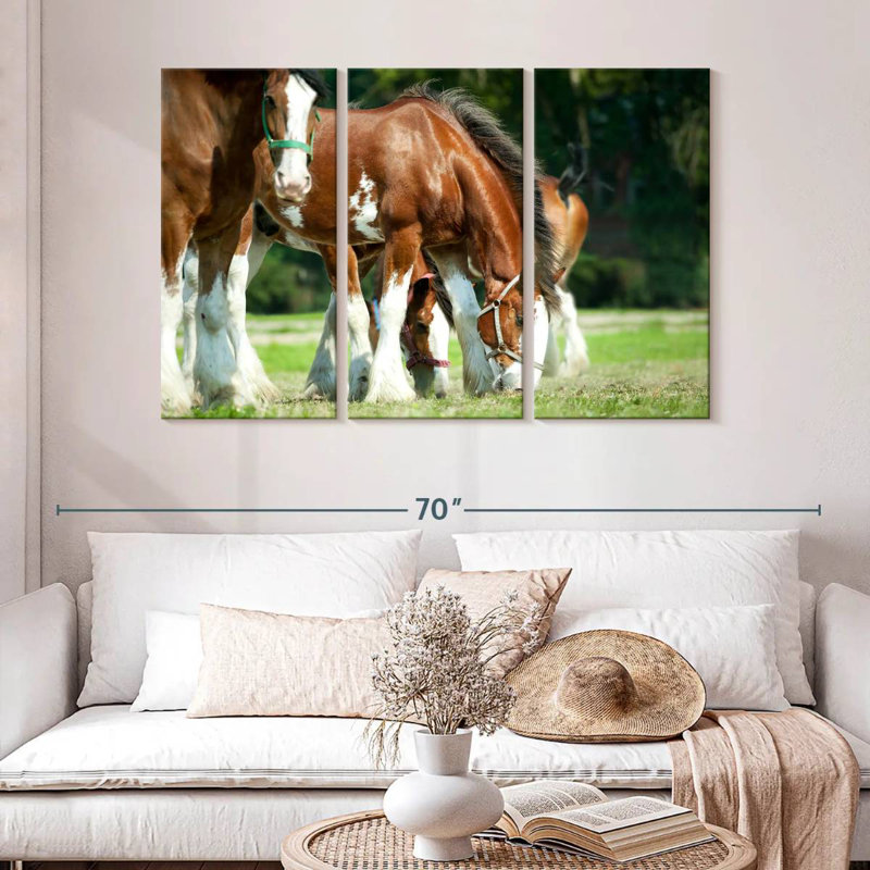 Chevaux Clydesdale, H 32 po x l 50 po