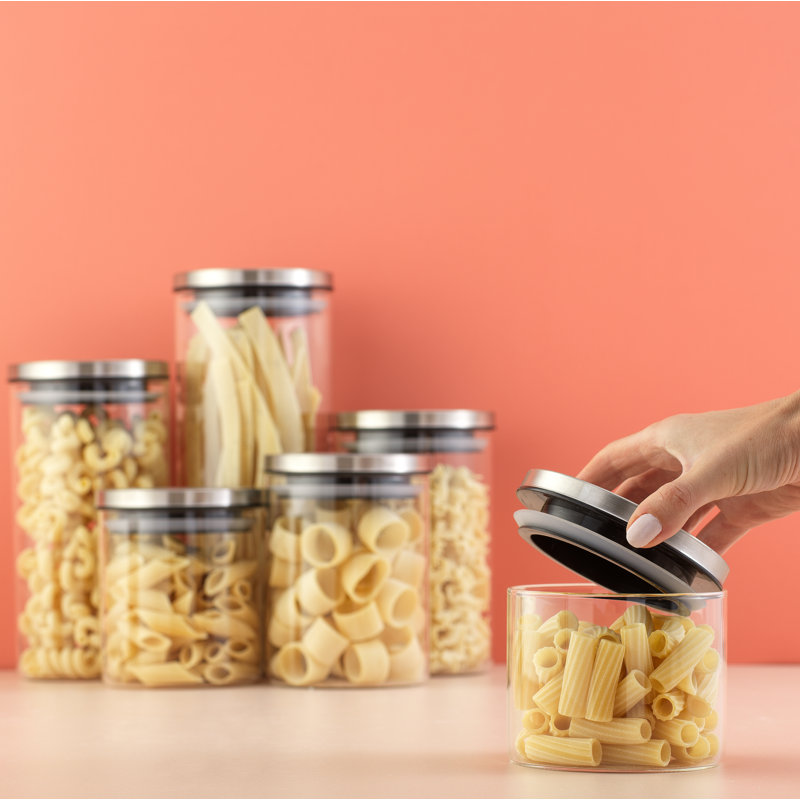 Set of 6 JoyJolt Glass Storage Jars w/ Airtight Lids