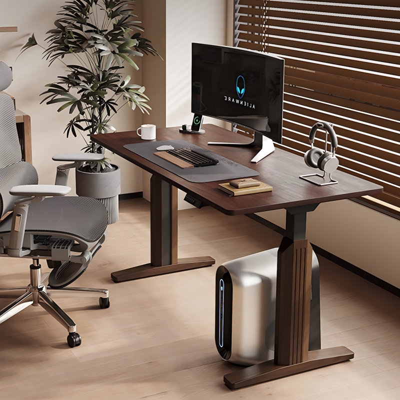 Bureau ajustable électrique 62,5 po Mid-Century, H 27,95 po x l 70,87 po x P 31,5 po