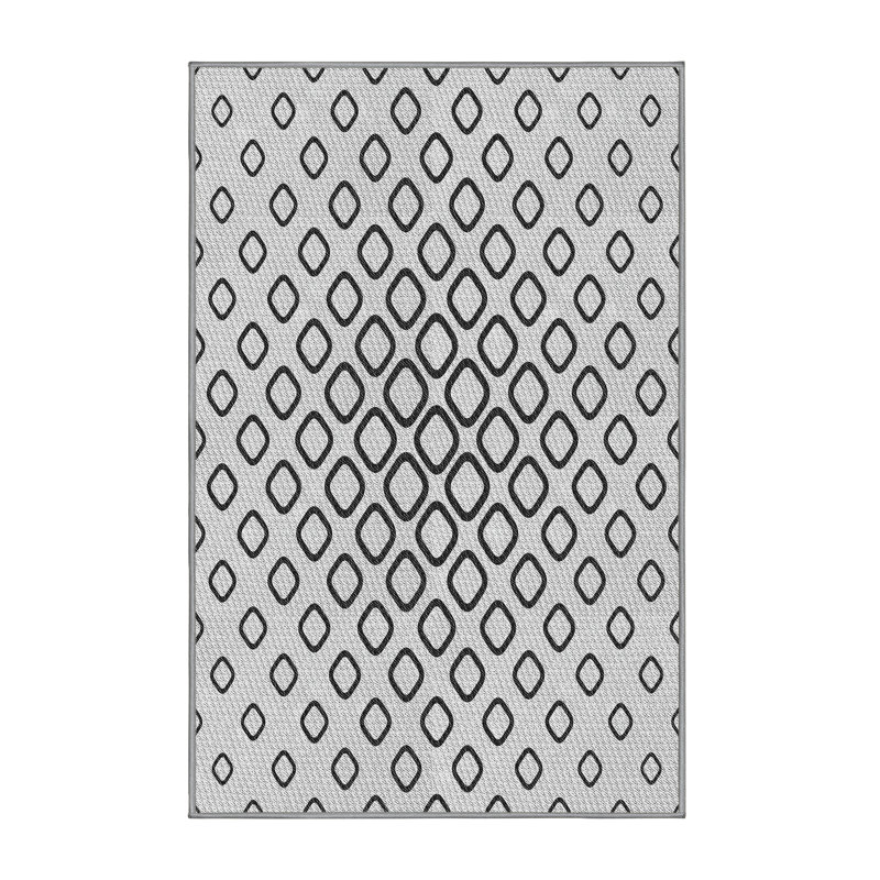 Tapis noir/gris à motifs, Rectangle 2 pi x 5 pi