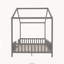 Lit Montessori au sol avec baldaquin, en forme de maison, avec barrières hautes et toit, gris-815532180