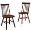 Ensemble de 2 chaises de salle à manger 7 places à dossier étroit Windsor, brun, en bois franc massif-2038133791-2038133765