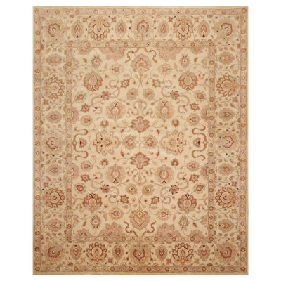 Tapis oriental brun / brun clair / turquoise / doré en laine noué à la main de conception unique 8 pi x 10 pi 350 KPSI