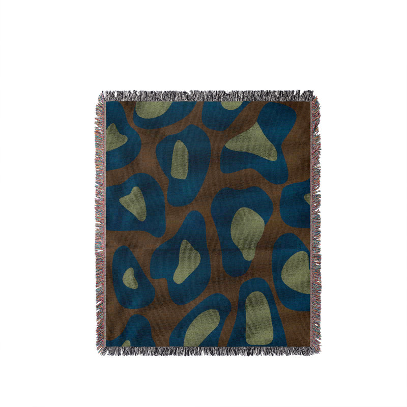 Jeté en coton à imprimé léopard, Brun rouille Bleu marine Vert, 50 x 70