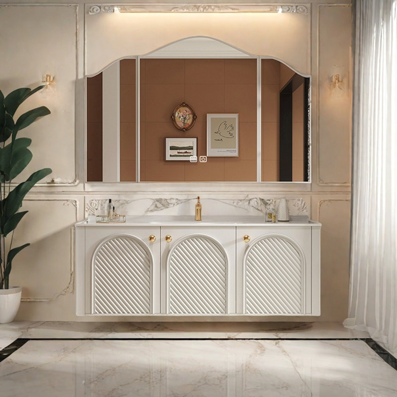 Armoire de salle de bain rétro française, H 21,6 po x l 59 po x P 21,6 po