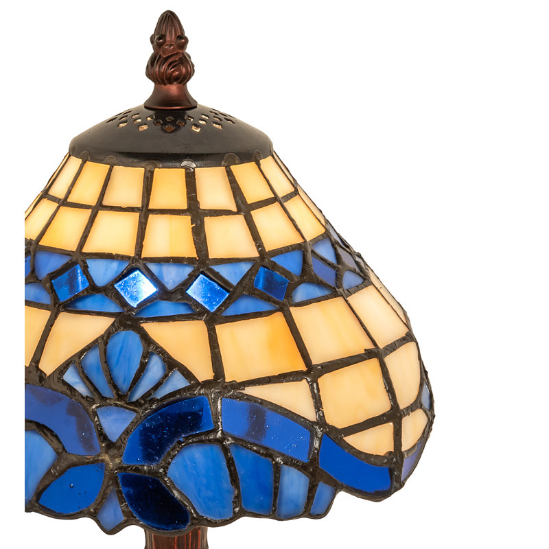 Baroque Blue Stained Glass 1-Light Novelty Table Lamp