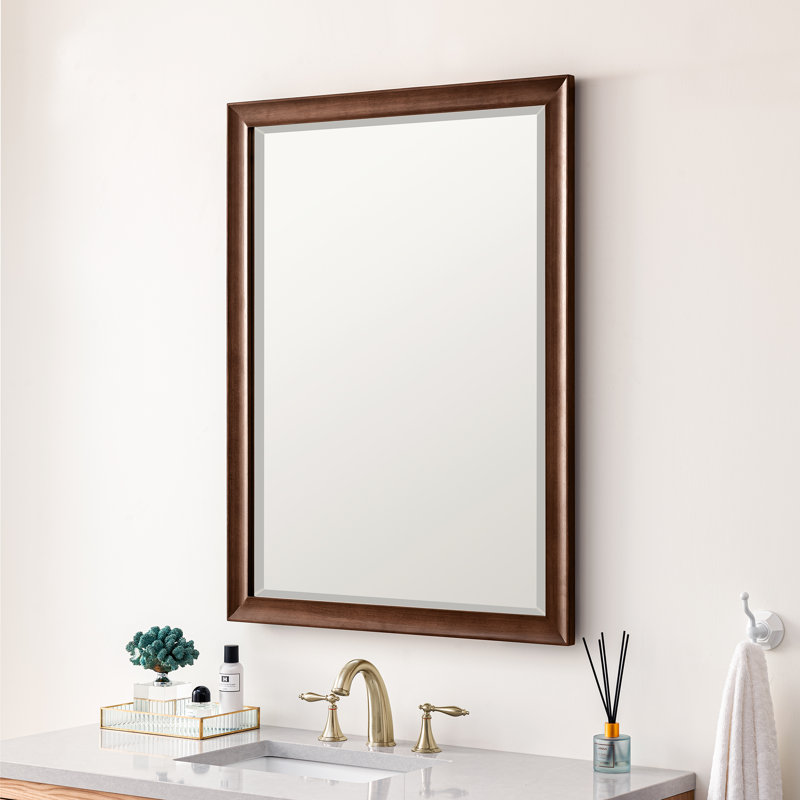 Miroir de salle de bain Glenbrooke, Noyer style Mid-Century, 40 po x 30 po