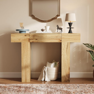 47-Inch Long Console Table with Drawer, Wooden Rectangular Sofa Table Behind The Couch