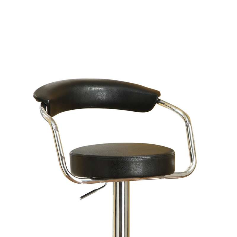 Ensemble de 2 tabourets de bar réglables en similicuir avec base chromée et dossier de soutien, parfait pour les cuisines et les bars modernes