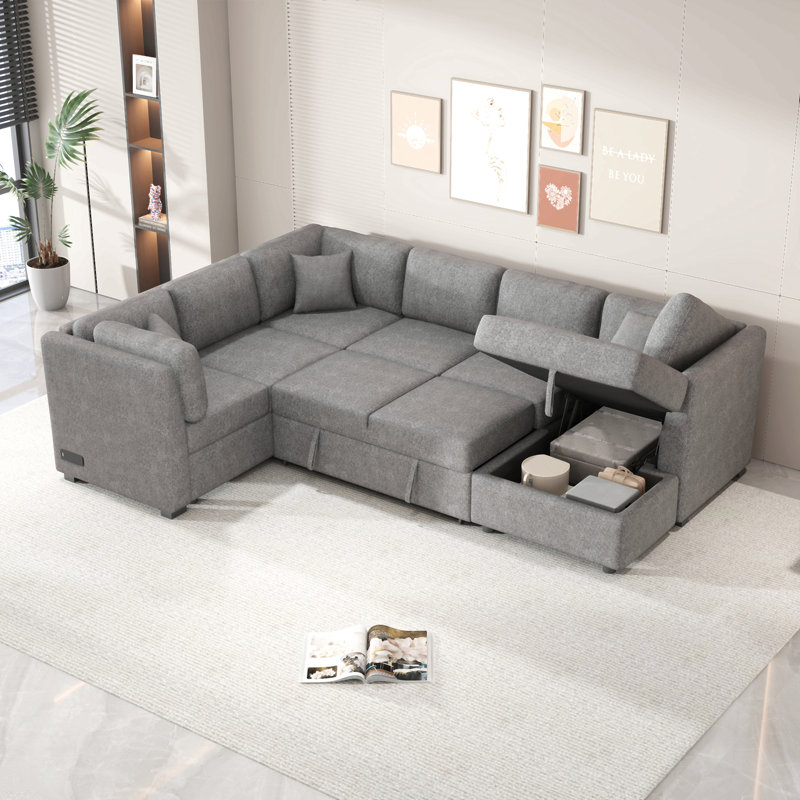 Marsia 4 - Piece Upholstered Sectional, Gray Chenille