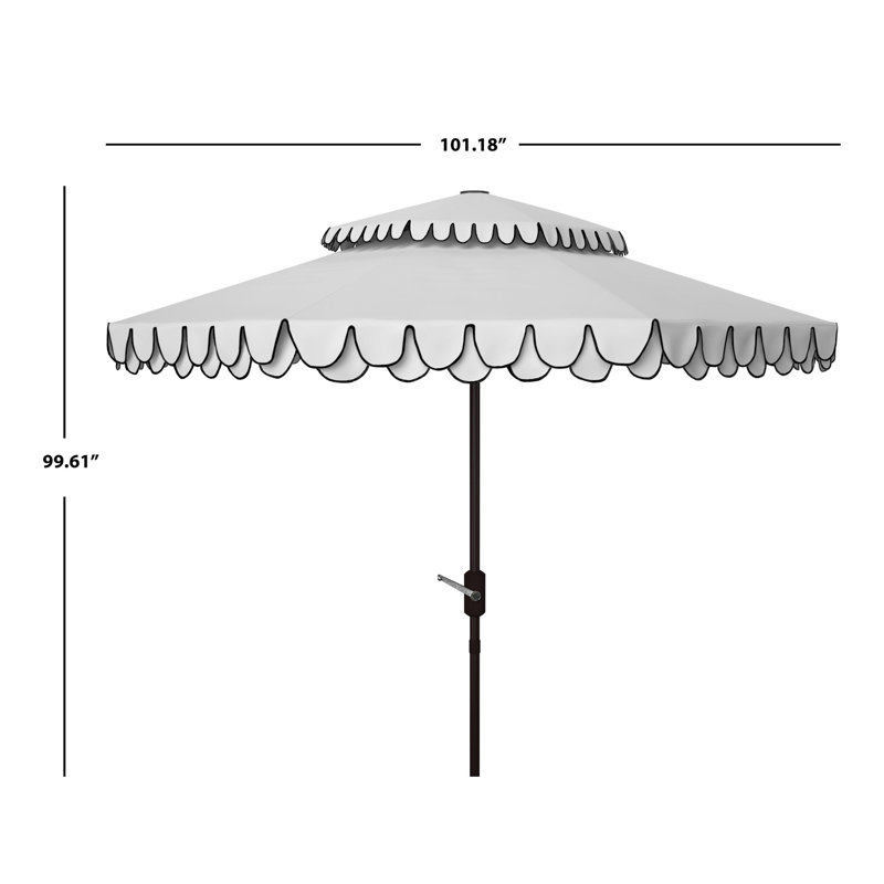 Parasol d'extérieur festonné inclinable 101 po Poppy, Blanc/Noir
