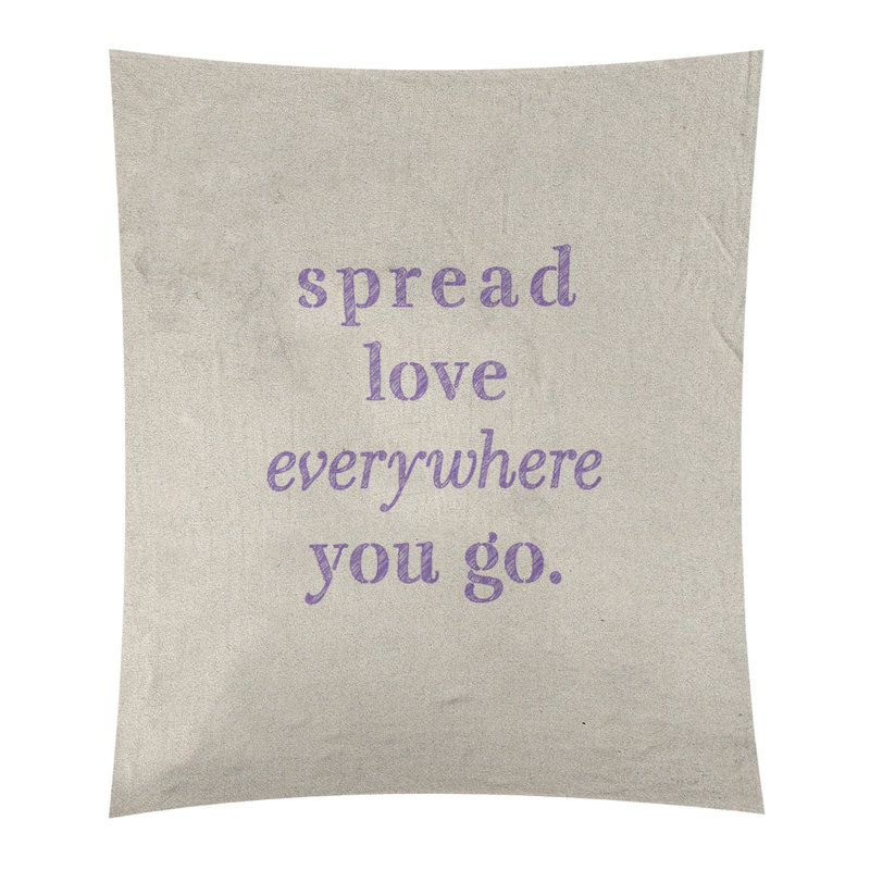 Tapisserie de polyester à l’quoted love quot, H 27,5 po x l 37,5 po, Blanc / Mauve