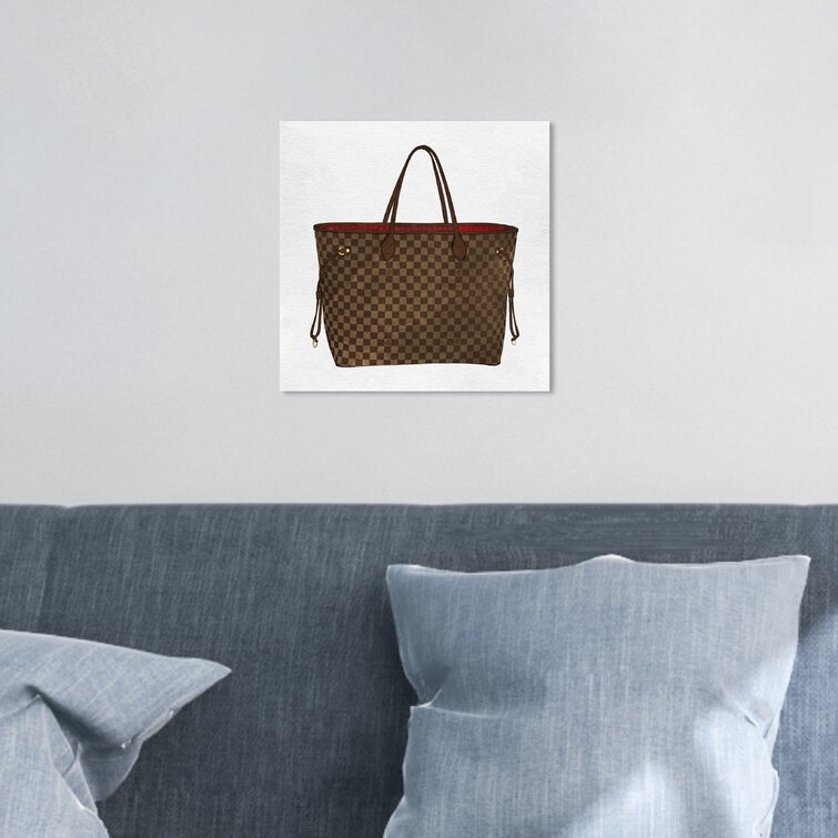 Oliver Gal 'Royal Handbag Chocolate' Fashion and Glam Wall Art Framed Canvas Print Handbags - Brown, White - 20 x 20 - Black