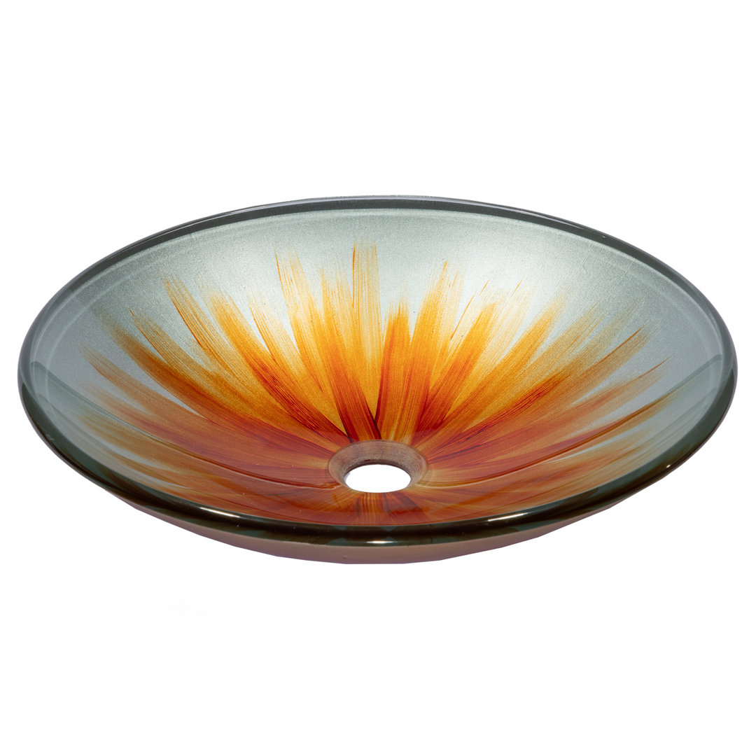Eden Bath 18'' Orange Tempered Glass Circular Bathroom Sink Eden Bath