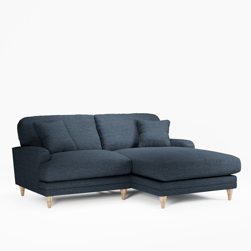 Elfur 3 Seater Sofa & Chaise, Right Hand Facing, Marine, Country Oak