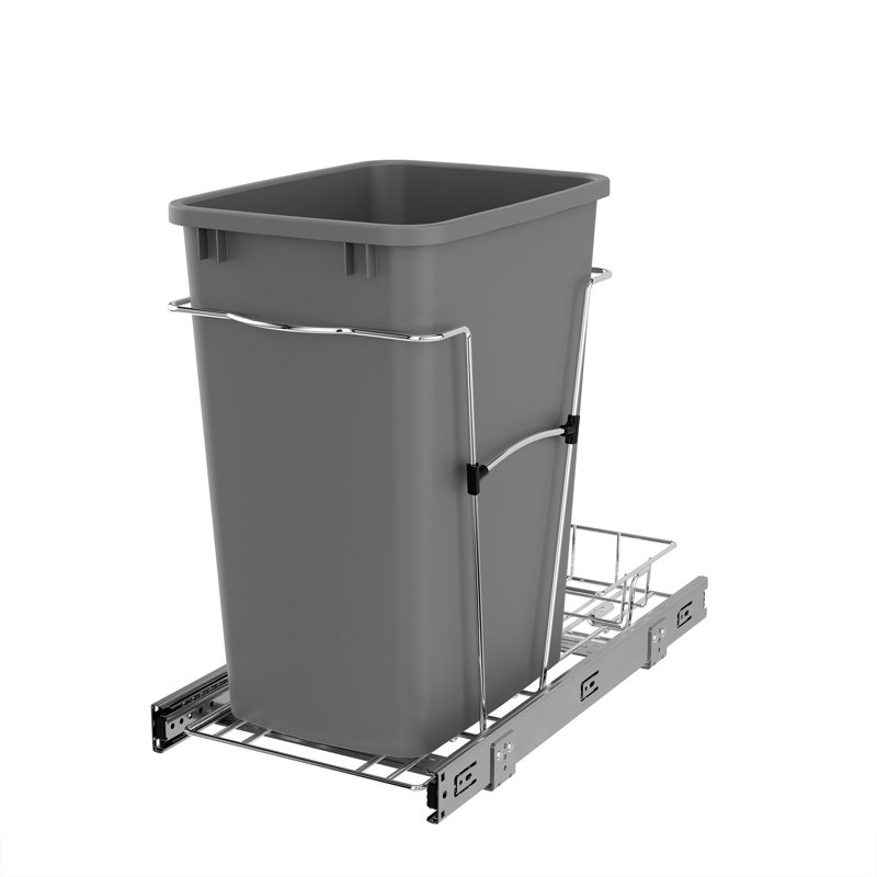 Poubelle escamotable Rev-A-Shelf, Argent métallique