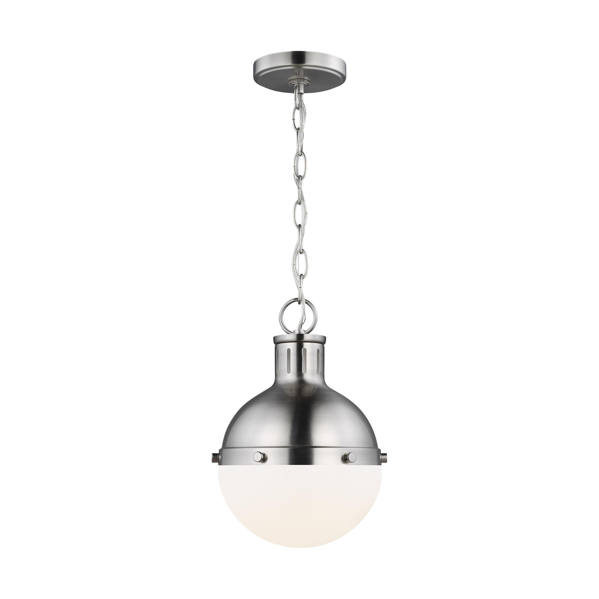 Geoffrey Single Light Glass Steel Dimmable Pendant, 11.63" H x 8.13" W x 8.13" D, Brushed Nickel, No 