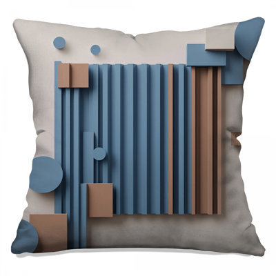 Blue Brown Geometric Shapes Double Sided Throw Pillows